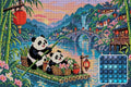 Thumbnail for The Red Lantern Bamboo Ferry, 60x40 cm timanttimaalaus – lopullisen kuvion esikatselu ja lähikuva pyöreistä timanteista