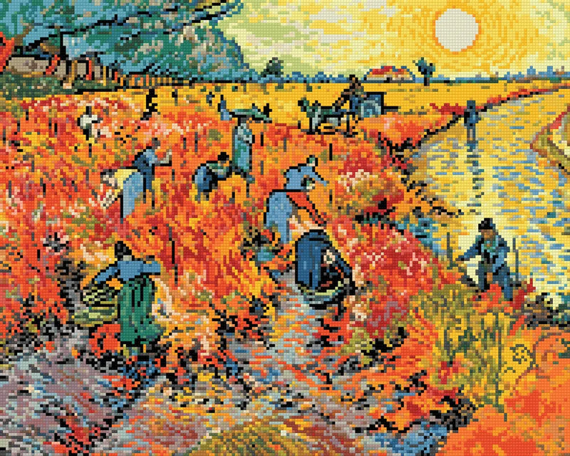 The Red Vineyard by Van Gogh, 50x40 cm timanttimaalaus – lopullisen kuvion esikatselu