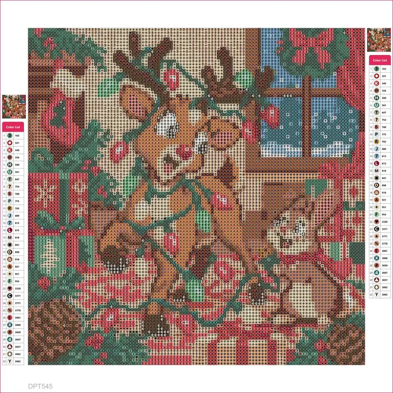 The Reindeers Tangled Lights timanttimaalauksen liimapintainen canvas 30x30cm