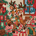 Thumbnail for The Reindeers Tangled Lights, 30x30 cm timanttimaalaus – lopullisen kuvion esikatselu ja lähikuva pyöreistä timanteista