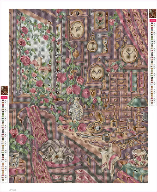 The Rose Clockmakers Room timanttimaalauksen liimapintainen canvas 40x50cm