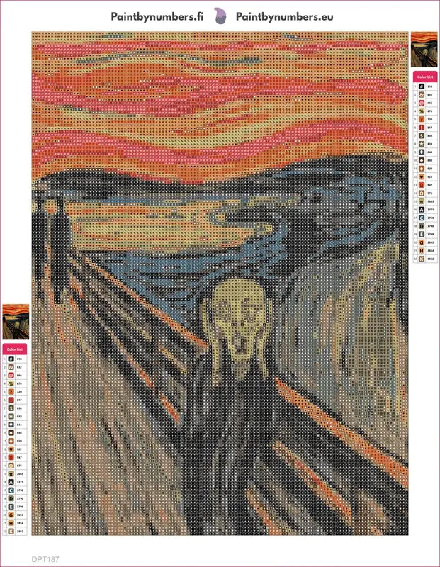 The Scream 1893 timanttimaalauksen liimapintainen canvas 30x40cm