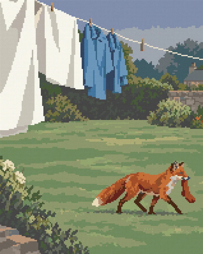 The Sock Thief, 40x50 cm timanttimaalaus – lopullisen kuvion esikatselu