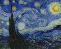 Thumbnail for Numeromaalaus van Goghin Tähtikirkkaasta yöstä: pyörteinen taivas, kuunsirppi, sypressi ja kylä.