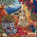 Thumbnail for The Terracotta Meditation Steps, 40x40 cm timanttimaalaus – lopullisen kuvion esikatselu ja lähikuva neliönmuotoisista timanteista