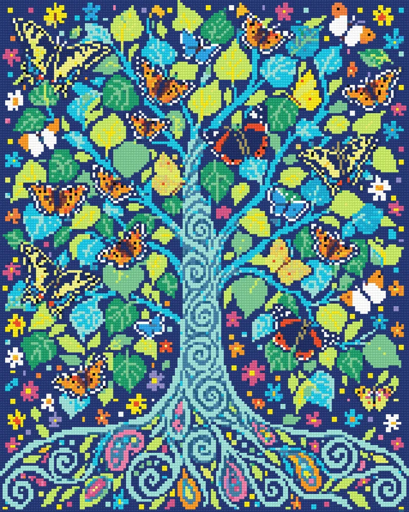 The Tree of Many Wings, 40x50 cm timanttimaalaus – lopullisen kuvion esikatselu