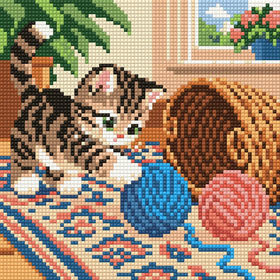 The Tumbled Yarn Basket, 20x20 cm timanttimaalaus – lopullisen kuvion esikatselu