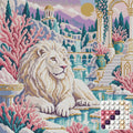 Thumbnail for The White Lion Salt Garden, 50x50 cm timanttimaalaus – lopullisen kuvion esikatselu ja lähikuva pyöreistä timanteista