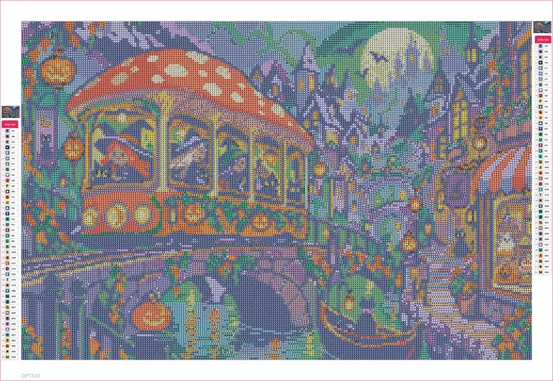 The Witches Mushroom Tram timanttimaalauksen liimapintainen canvas 60x40cm