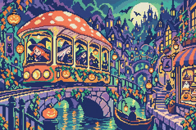 The Witches Mushroom Tram, 60x40 cm timanttimaalaus – lopullisen kuvion esikatselu
