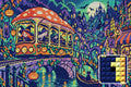 Thumbnail for The Witches Mushroom Tram, 60x40 cm timanttimaalaus – lopullisen kuvion esikatselu ja lähikuva neliönmuotoisista timanteista