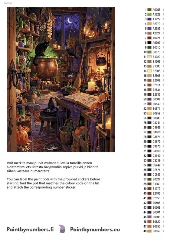 Numeromaalaus: Värikartta ja ohjeet - The Witch's Kitchen 60x80cm