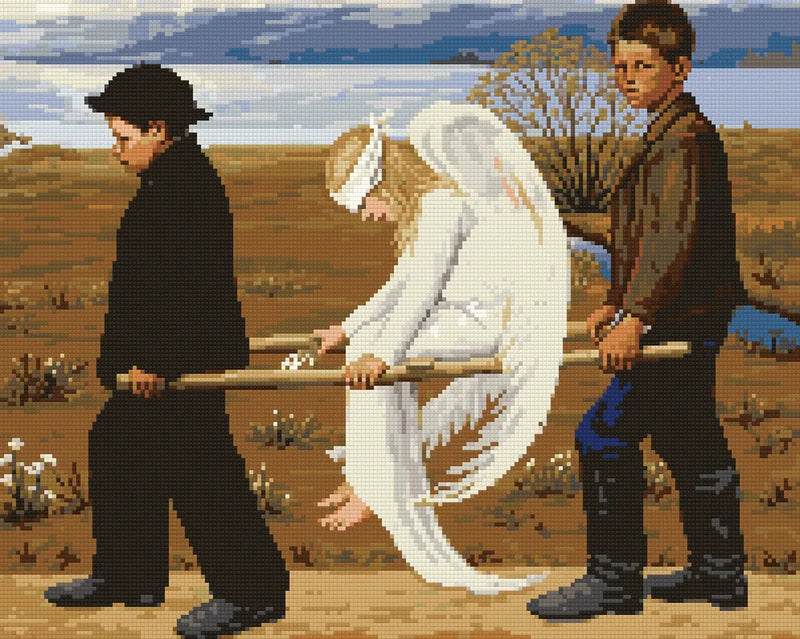 The Wounded Angel by Simberg, 50x40 cm timanttimaalaus – lopullisen kuvion esikatselu