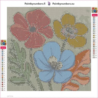 Thumbnail for Three Flowers timanttimaalauksen liimapintainen canvas 30x30cm