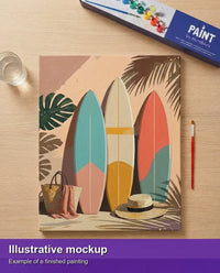 Thumbnail for Valmiin numeromaalauksen havainnekuva - Three Surfboards and Hat 40x50cm