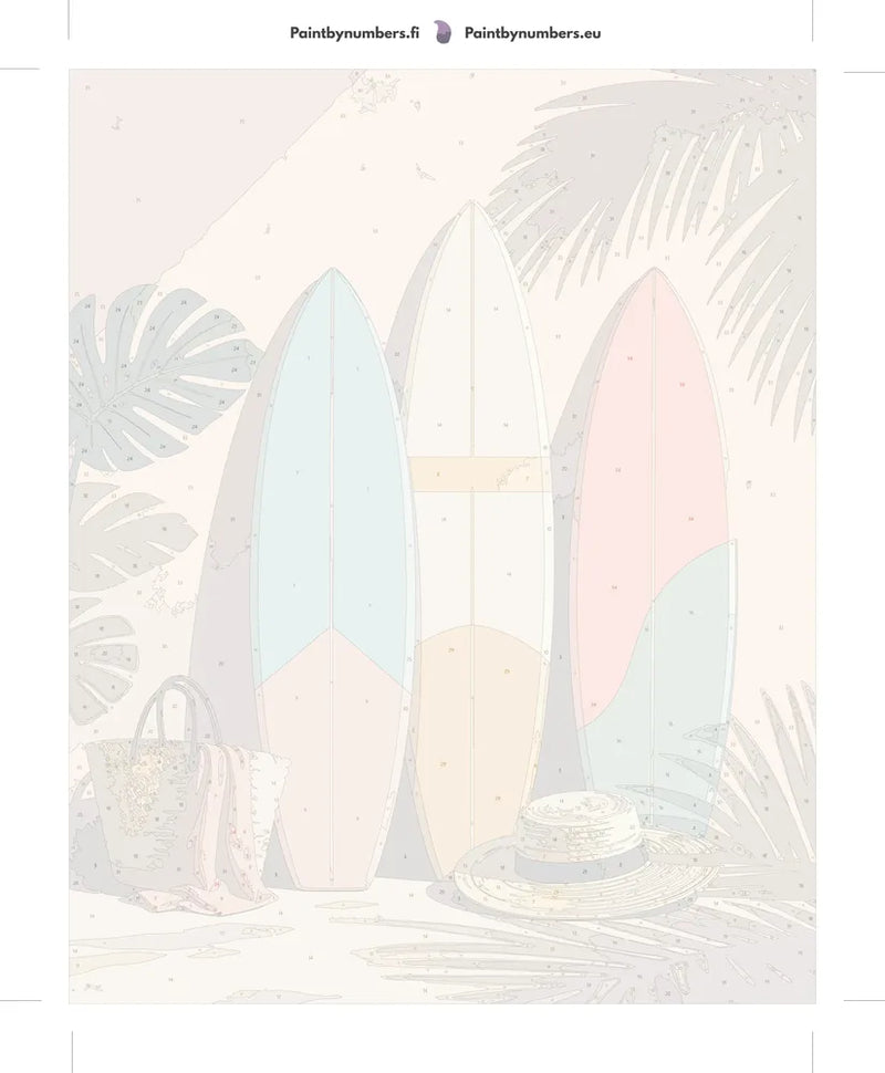 Numeroitu kangas - Three Surfboards and Hat 40x50cm