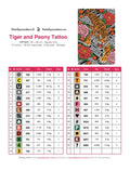 Thumbnail for Tiger and Peony Tattoo timanttimaalauksen värikartta – 27 DMC-väriä