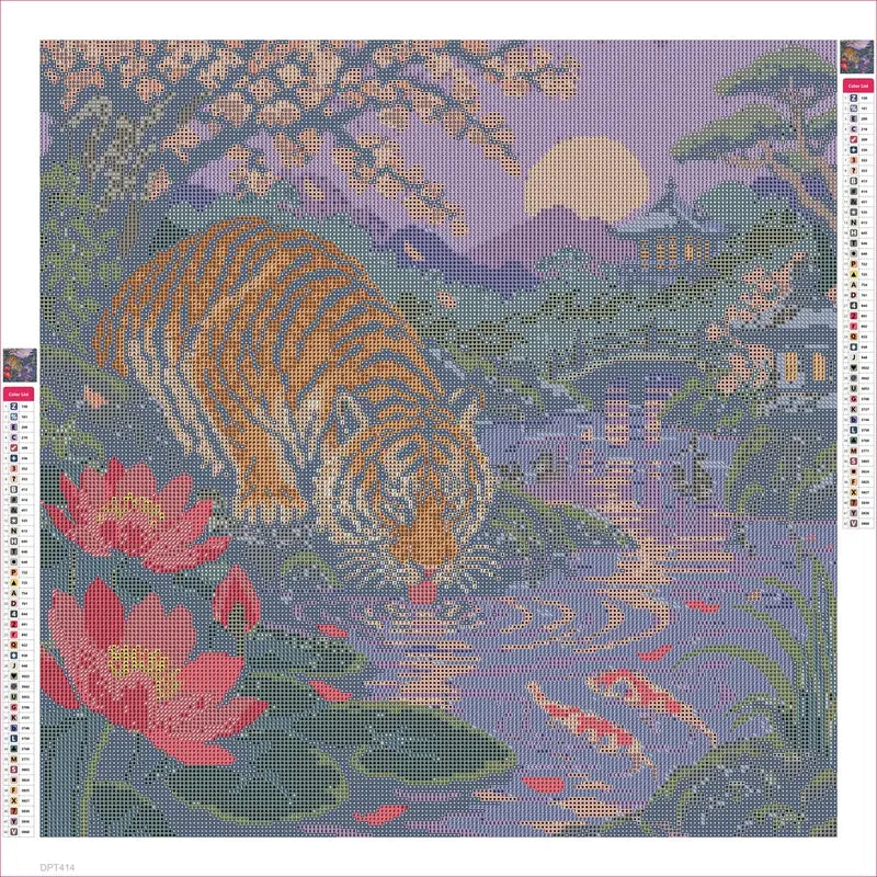 Tiger beside the Crimson Pool timanttimaalauksen liimapintainen canvas 50x50cm