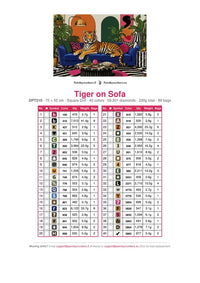 Thumbnail for Tiger on Sofa timanttimaalauksen värikartta – 40 DMC-väriä