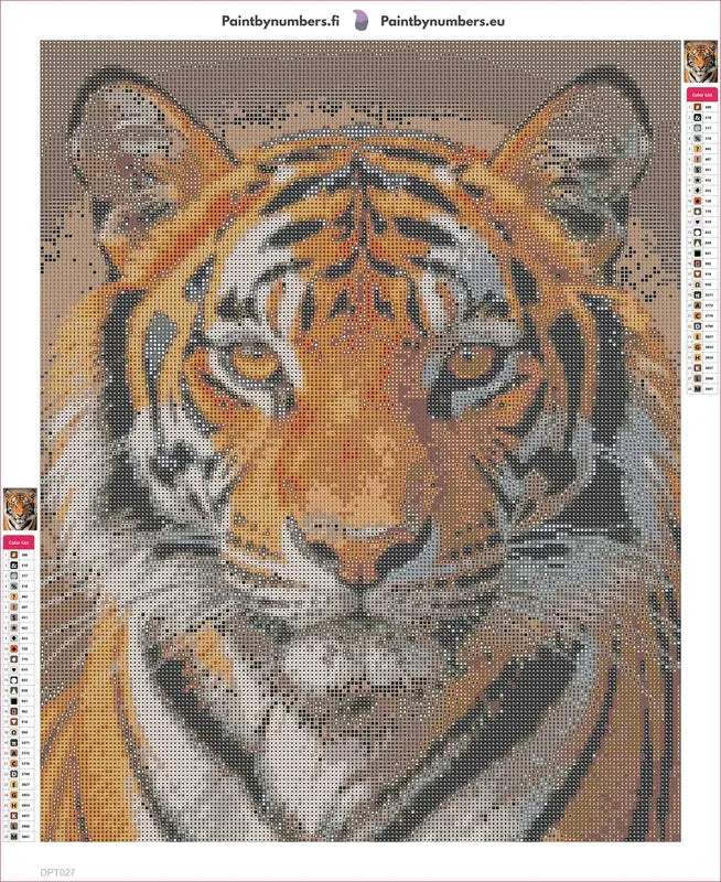 Tiger Portrait timanttimaalauksen liimapintainen canvas 40x50cm