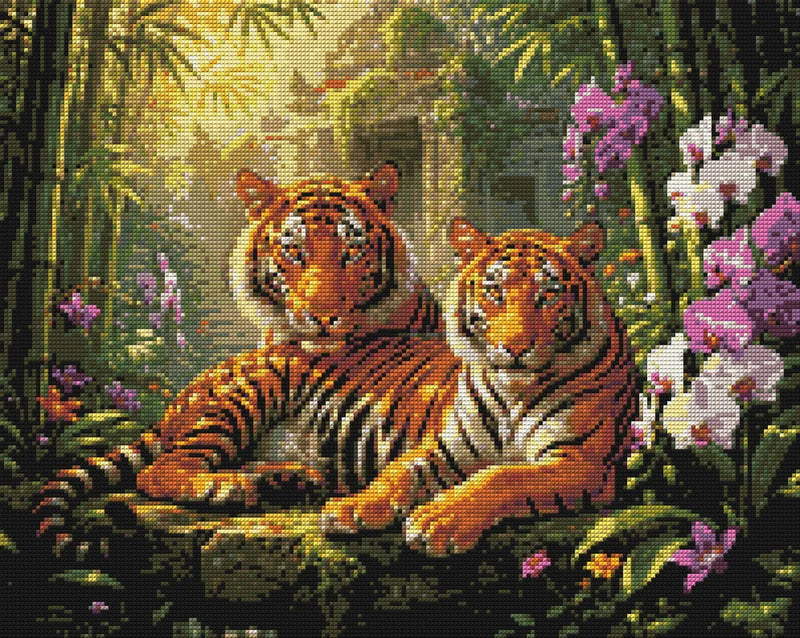 Timanttikuvio - Tigers in Bamboo Grove
