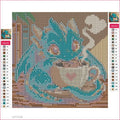 Thumbnail for Tiny Dragon Guarding a Coffee Cup timanttimaalauksen liimapintainen canvas 20x20cm