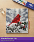 Thumbnail for Valmiin numeromaalauksen havainnekuva - Red Cardinal in Snow 50x50cm