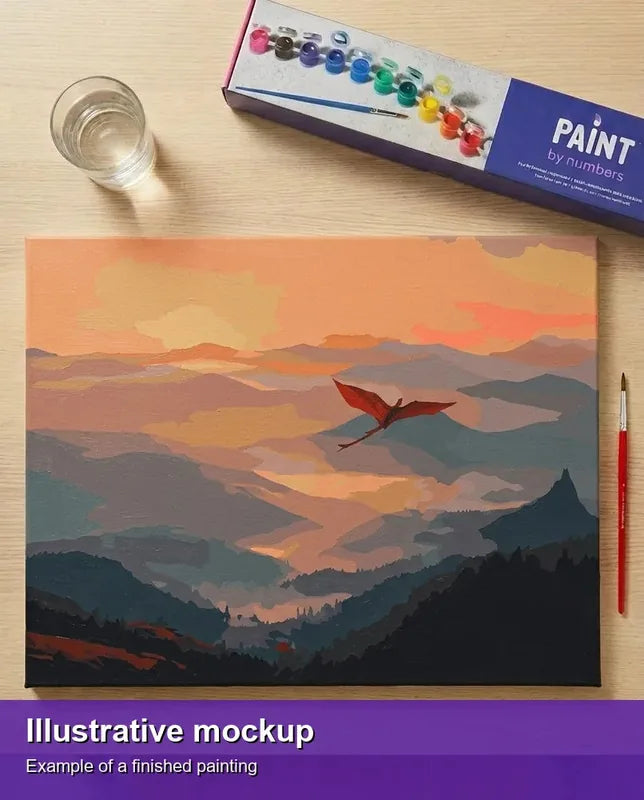 Valmiin numeromaalauksen havainnekuva - Dragon in the Sky 50x40cm