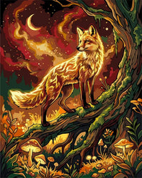 Thumbnail for Kettu metsässä yöllä numeromaalaus - renderöinti valmiista numeromaalauksesta