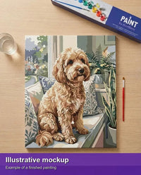 Thumbnail for Valmiin numeromaalauksen havainnekuva - Curly Dog on Sofa 40x50cm