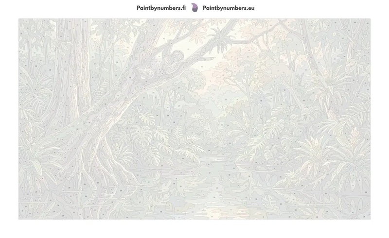 Numeroitu kangas - Sloth in Rainforest 70x40cm