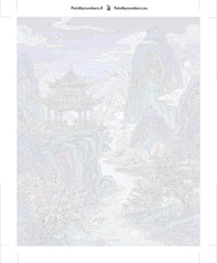 Thumbnail for Paint by numbers canvas - Pagoda and Cherry Blossoms