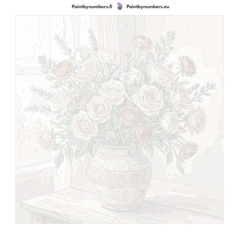 Paint by numbers canvas - Roses in Ceramic Vase