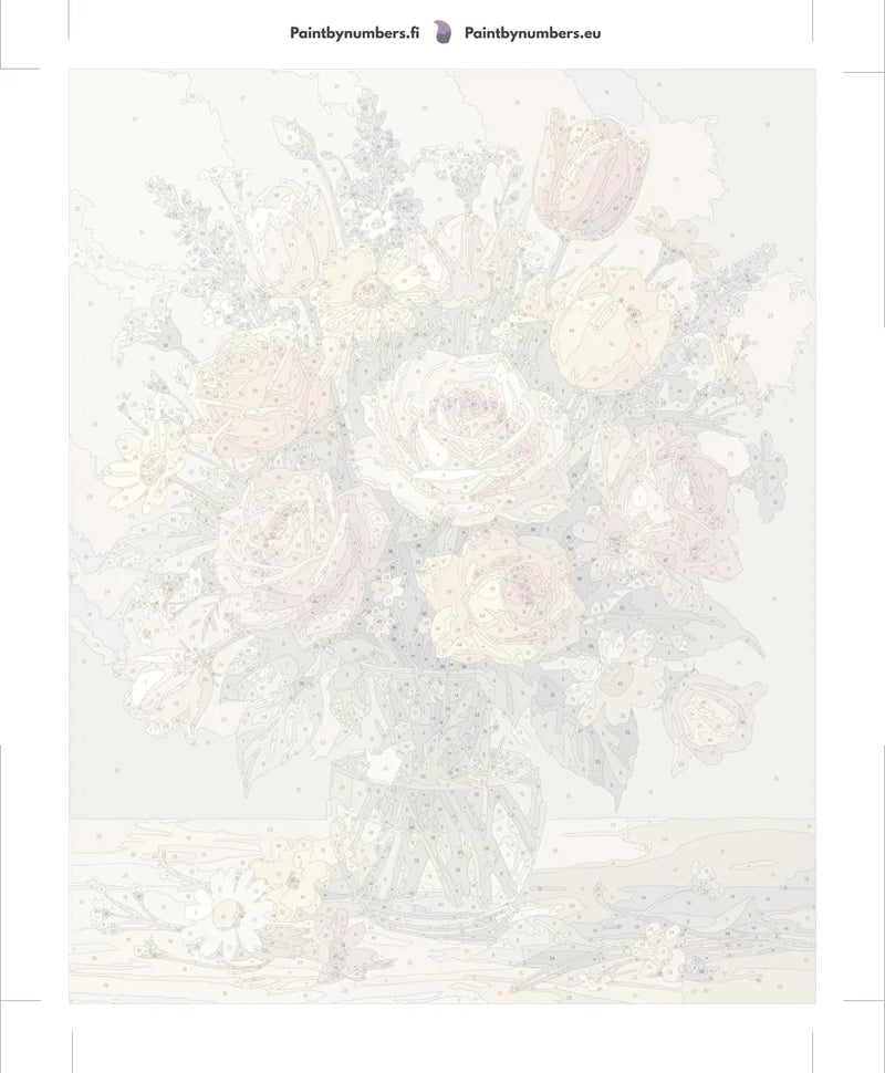 Paint by numbers canvas - Roses and Tulips Bouquet