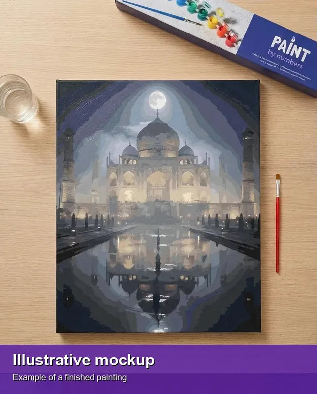 Valmiin numeromaalauksen havainnekuva - Taj Mahal at Night 40x50cm