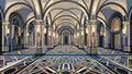 Thumbnail for Suuri holvikäytävä pylväineen numeromaalaus. Geometrinen lattia ja kaarevat holvit.