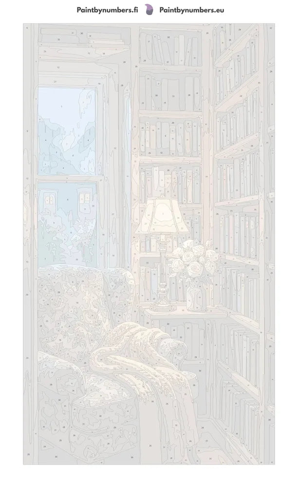 Numeroitu kangas - Armchair and Bookshelves 40x70cm