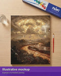 Thumbnail for Valmiin numeromaalauksen havainnekuva - Stormy Landscape with Lava 40x50cm