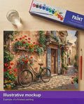 Thumbnail for Valmiin numeromaalauksen havainnekuva - Bicycle and Flower Baskets 50x40cm