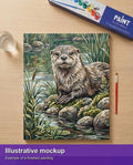 Thumbnail for Valmiin numeromaalauksen havainnekuva - Otter by Riverbank 40x50cm