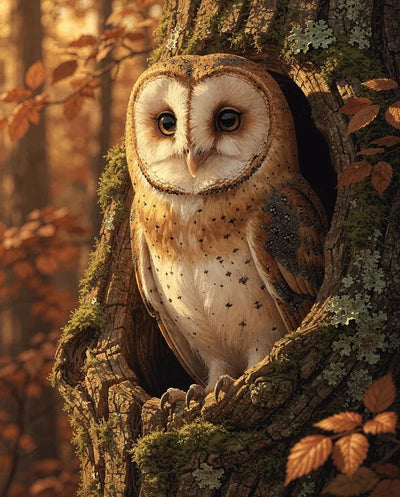 Timanttimaalaus Barn Owl in Autumn