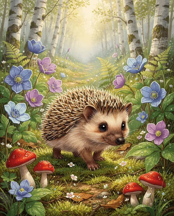 Timanttimaalaus Hedgehog in the Woods