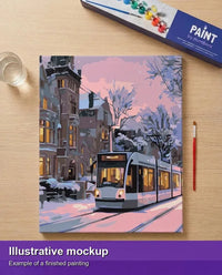 Thumbnail for Valmiin numeromaalauksen havainnekuva - Winter Tram 40x50cm