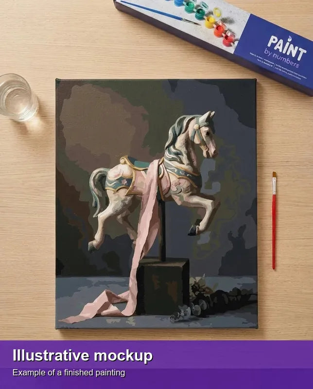 Valmiin numeromaalauksen havainnekuva - Carousel Horse Statue 40x50cm