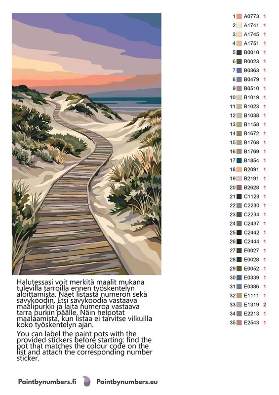 Värikartta ja ohjeet - Wooden Path on Sand Dunes 40x70cm