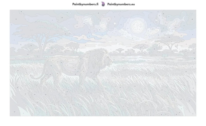 Numeroitu kangas - Lion Under Moonlight 70x40cm