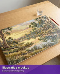 Thumbnail for Valmiin numeromaalauksen havainnekuva - Eucalyptus Trees by Lake 70x40cm