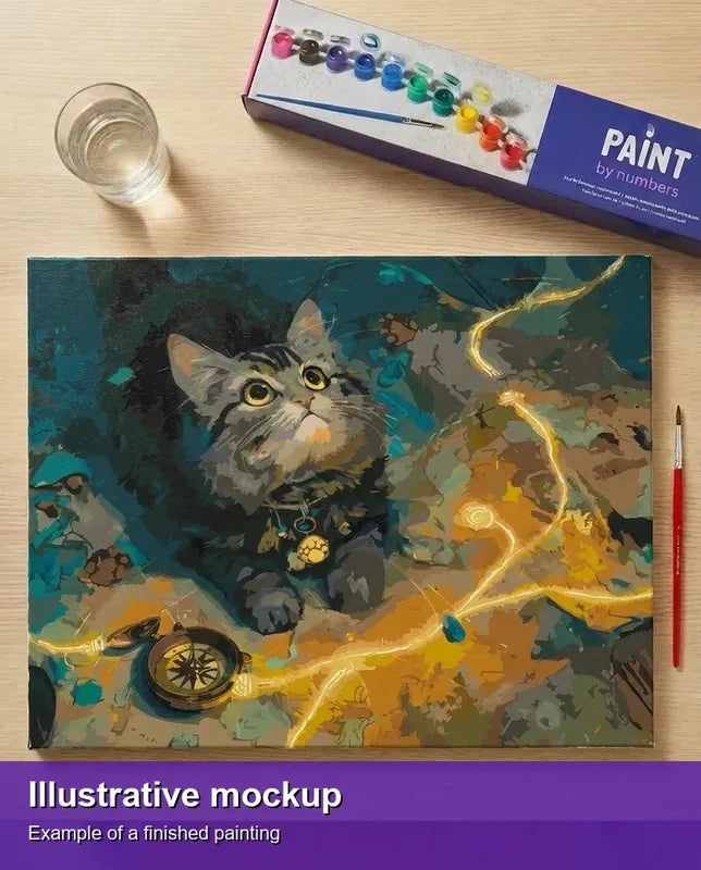 Valmiin numeromaalauksen havainnekuva - Feline Adventure 50x40cm