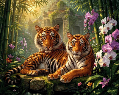 Timanttimaalaus Tigers in Bamboo Grove
