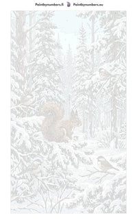Thumbnail for Numeroitu kangas - Squirrel and Birds in Winter Forest 40x70cm